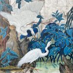 Wading through the Wetlands (2024) | Oil, silver leaf on canvas. 4'x4'